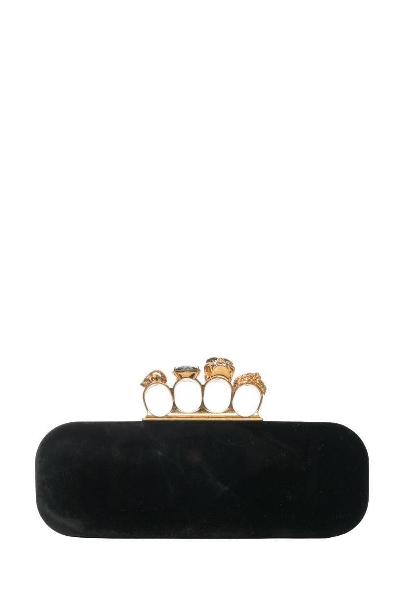 Alexander Mcqueen Velvet Jeweled Knuckle Box Clutch