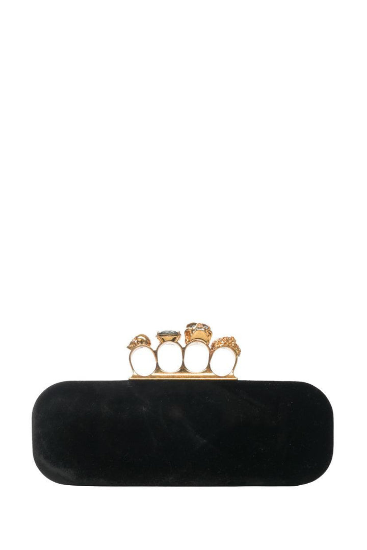 Alexander Mcqueen Velvet Jeweled Knuckle Box Clutch