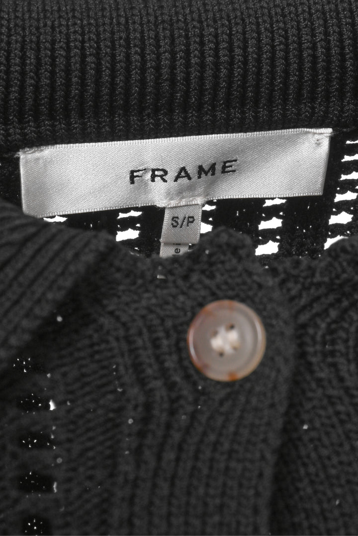 Frame Size S Shrunken Crochet Polo Cardigan