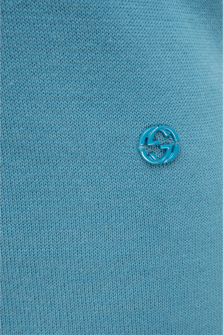 Gucci Size XS GG Logo Applique Short Sleeve Cotton Knit Sweater