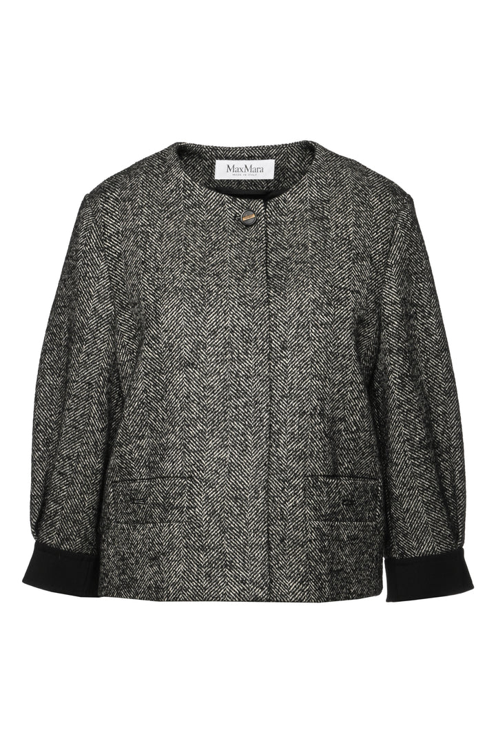 Max Mara Size 14 Gattini Herringbone Boucle Jacket