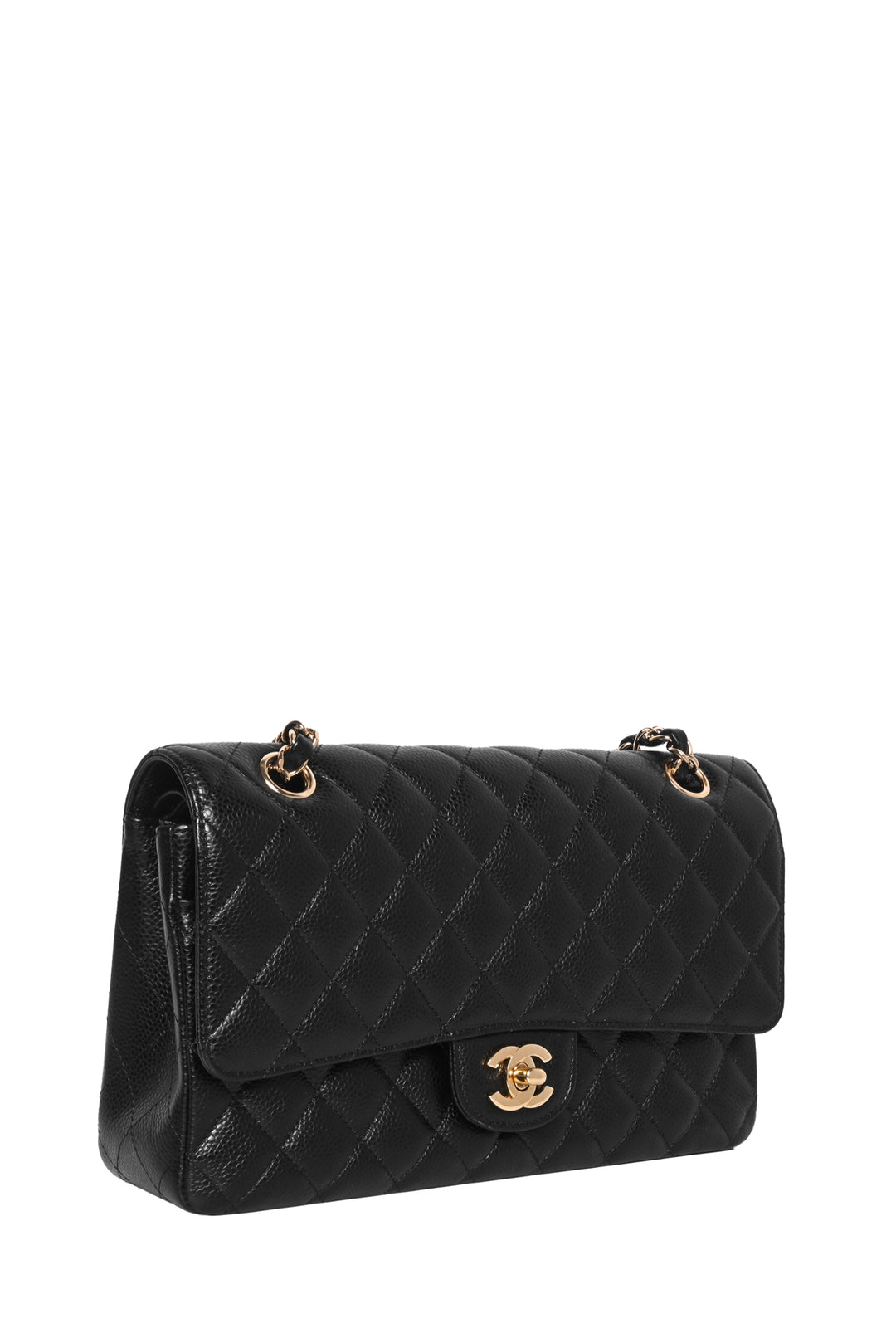 Chanel 2015-2016 Medium Quilted Caviar Classic Double Flap Shoulder Bag