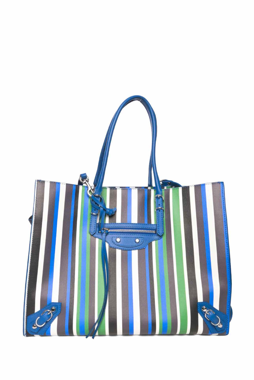 Balenciaga 2017 Striped Papier B4 Zip Around Tote
