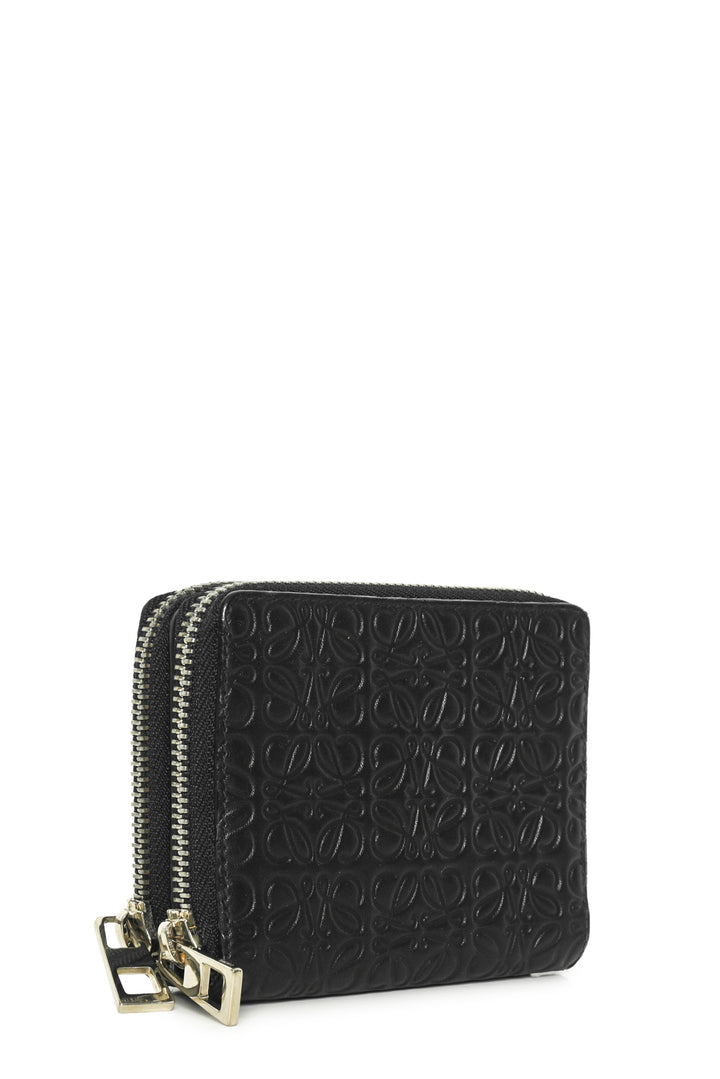 Loewe Repeat Embossed Calfskin Double Zipper Compact  Wallet