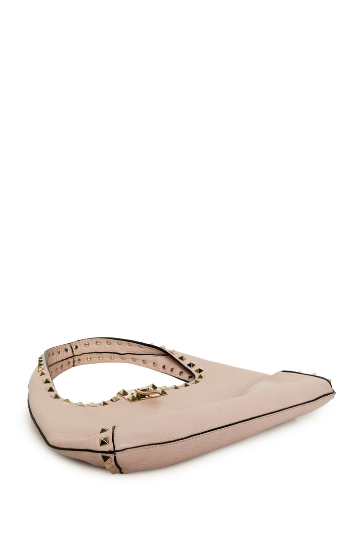 Valentino Pebbled Calfskin Small Rockstud Flip Lock Hobo