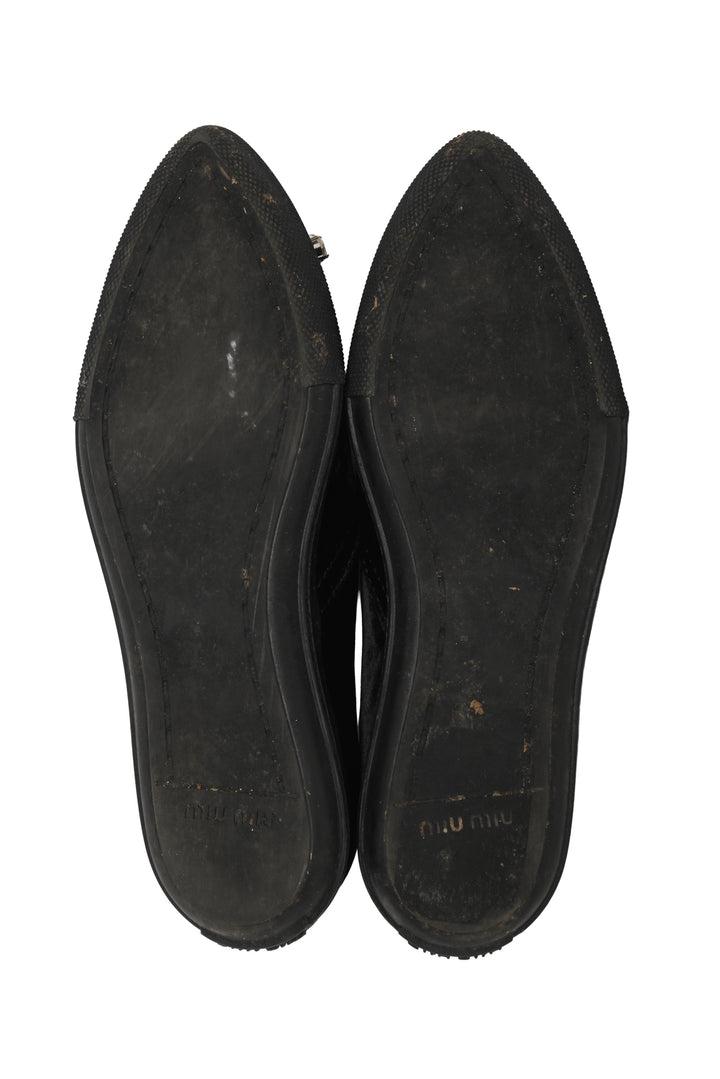 Miu Miu Size 36 Velvet Crystal Embellished Toe Cap Slip On Sneaker