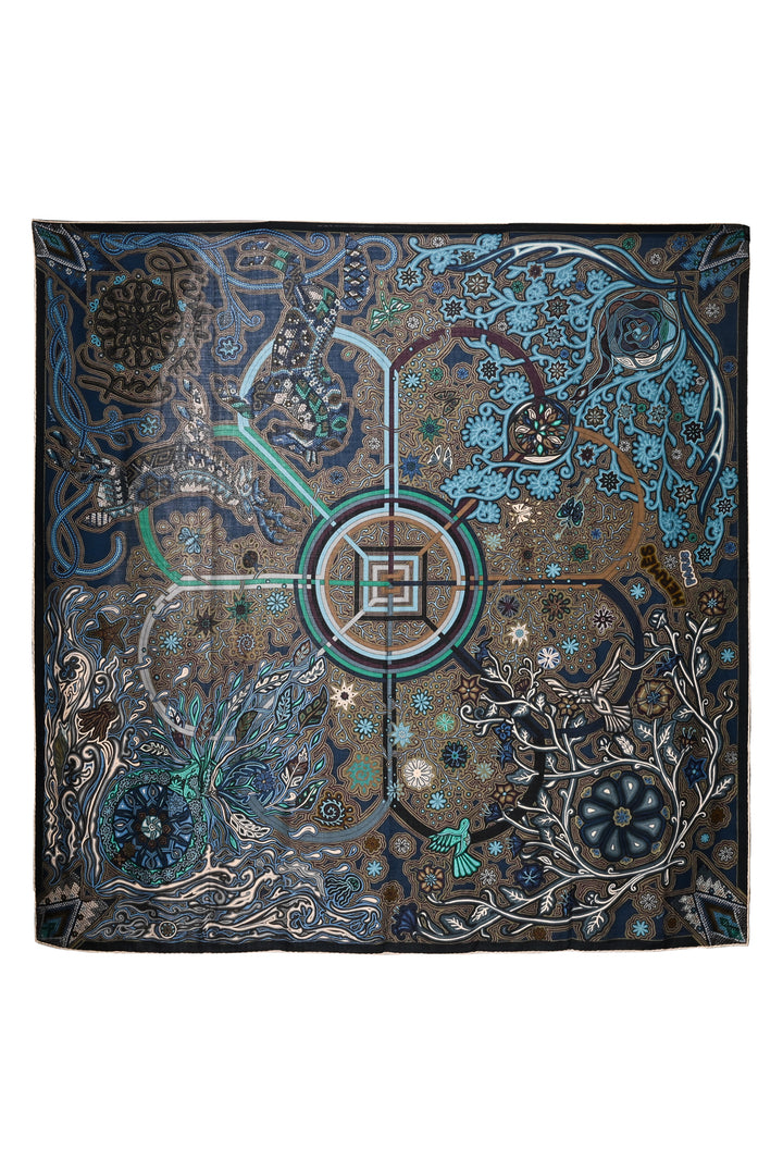 Hermes L'Arbre du Vent Cashmere & Silk Scarf
