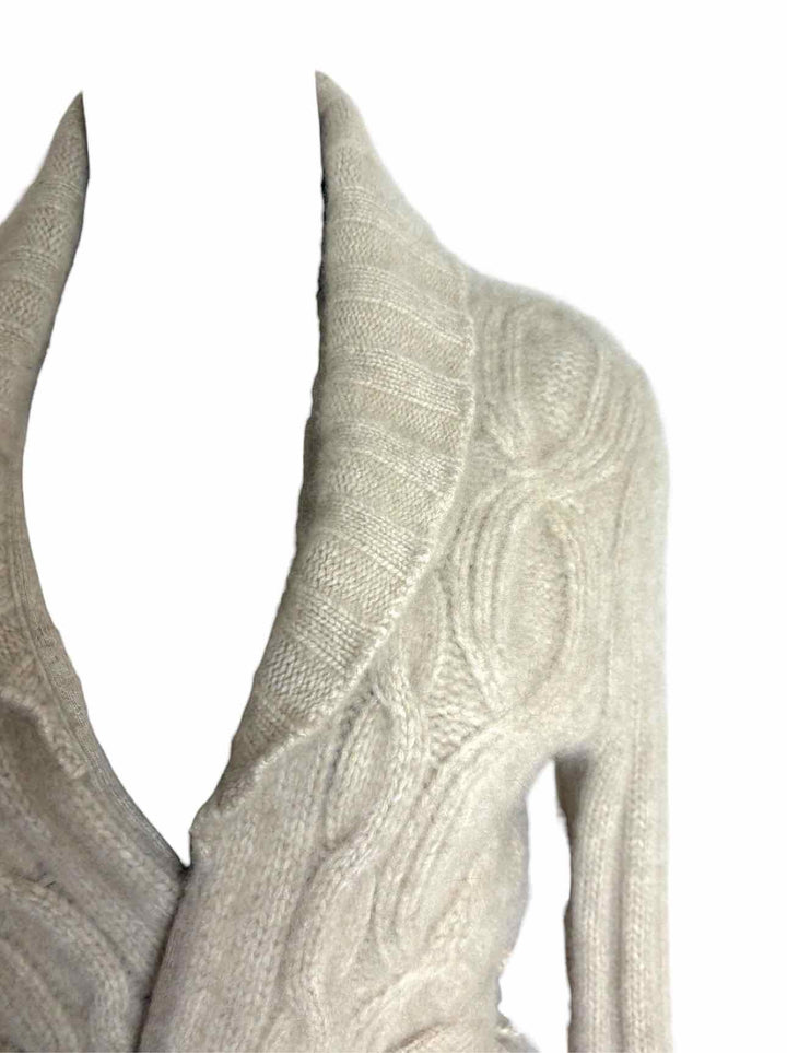 Black Goat Size M Cashmere Cableknit Belted Cardigan