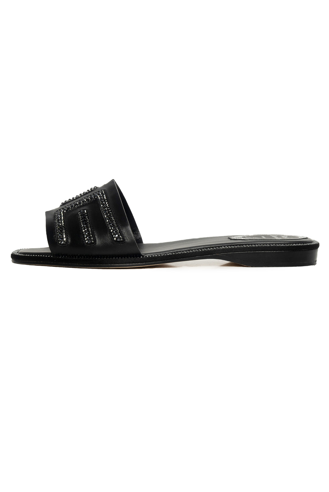 Rene Caovilla Size 37 Hematite Graphite Mule Slides