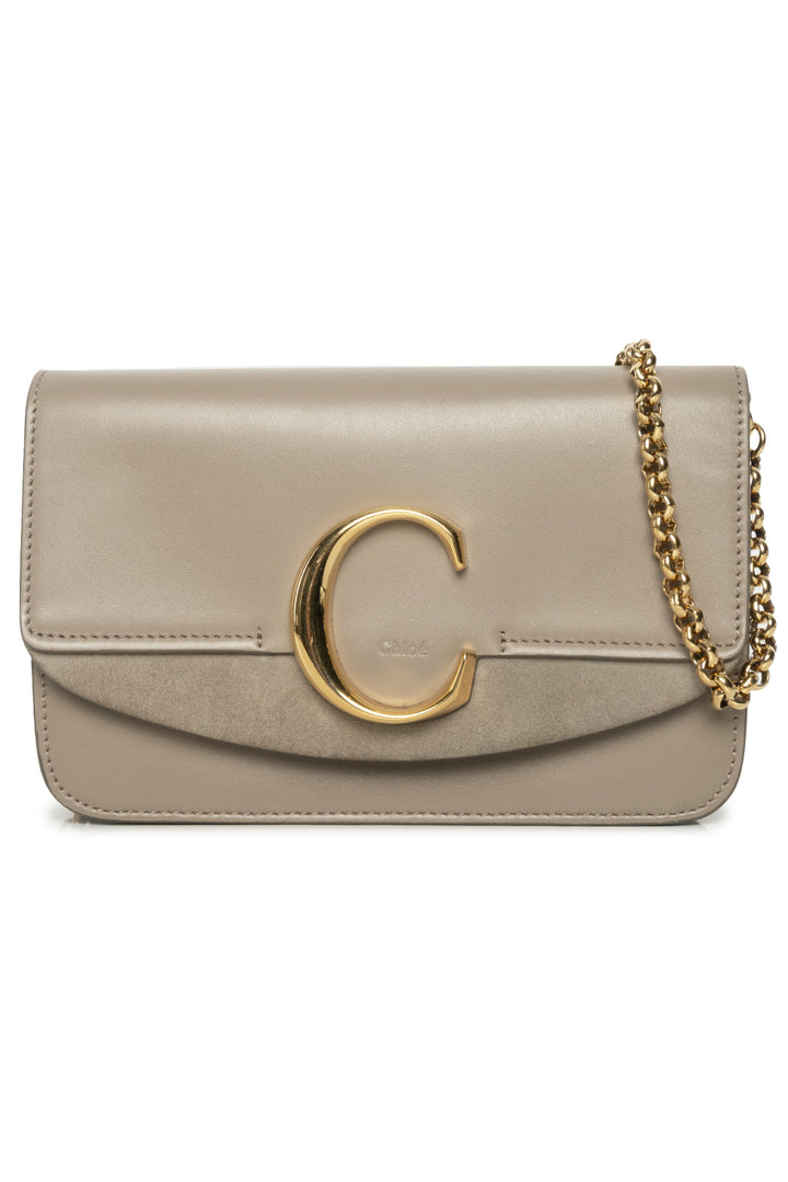 Chloe Calfskin Suede C Clutch On Chain