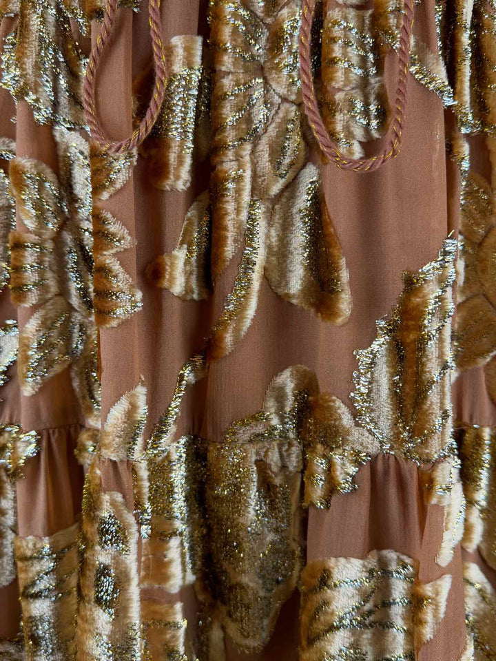 Ulla Johnson Size 4 Rose Gold Metallic Floral Velvet Loretta Dress