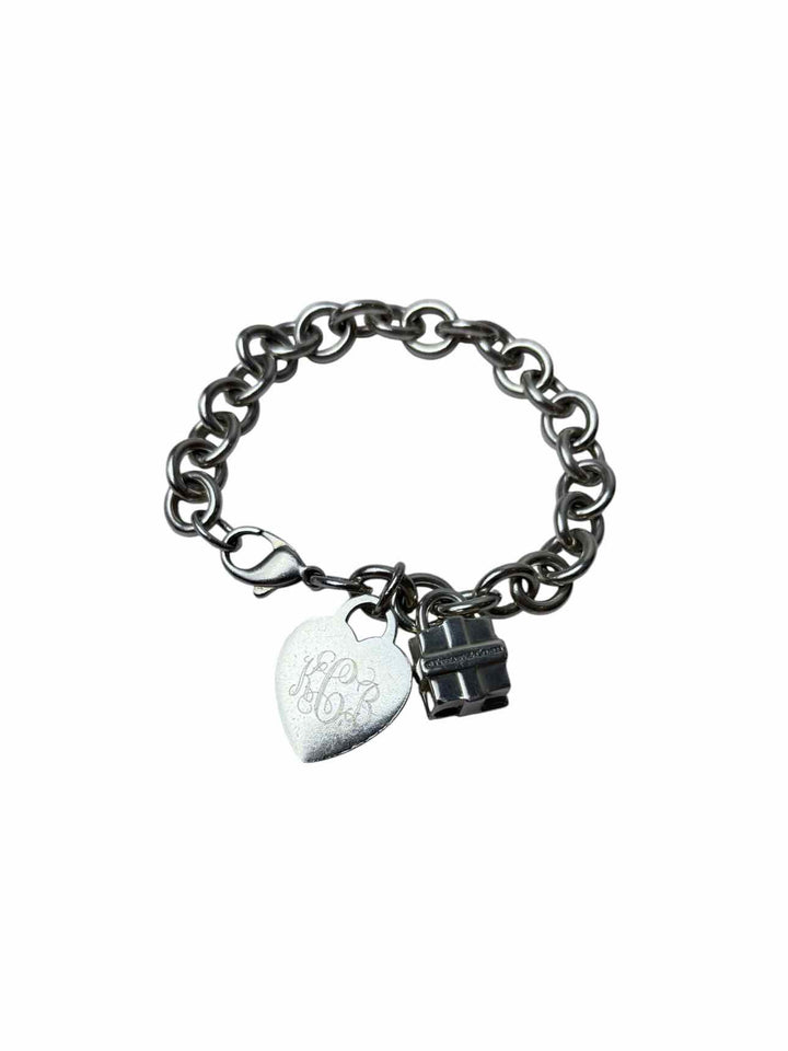 Tiffany & Co Silver Heart Padlock Charm Bracelet