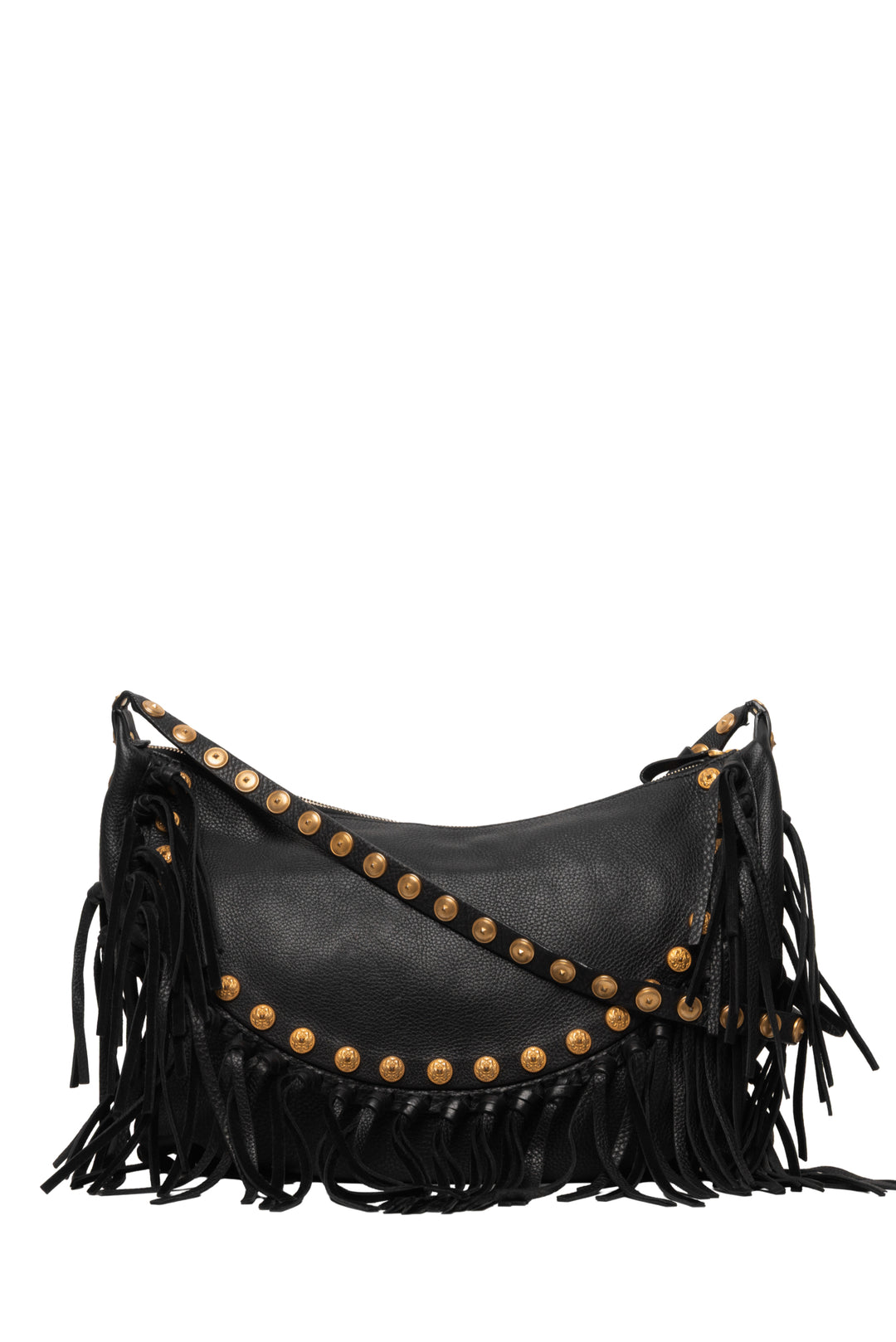 Valentino C Rockee Studded Fringe Hobo Bag