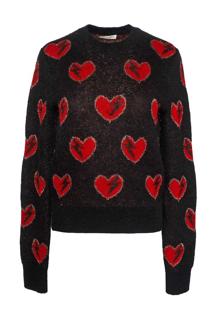Saint Laurent Size S Heart Patterned Sweater