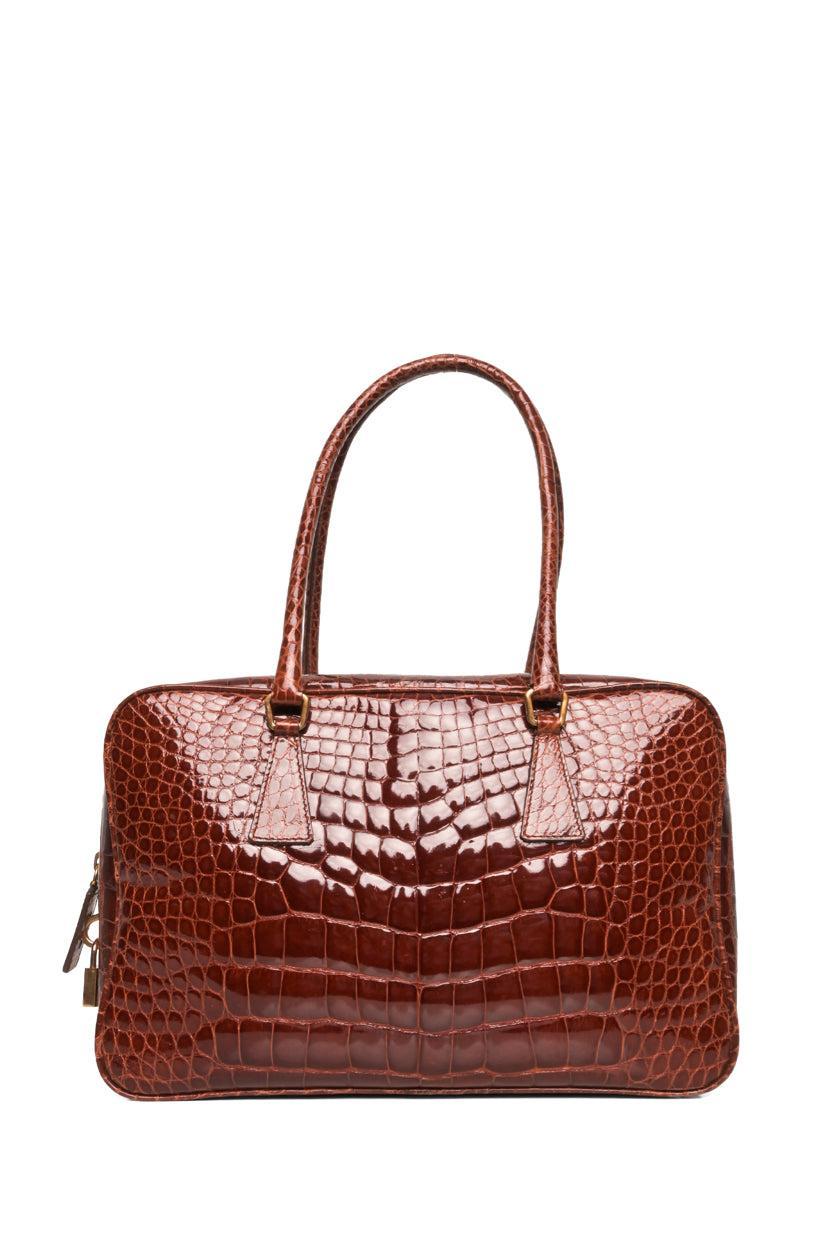 Prada 2000s Crocodile Leather Shoulder Bag