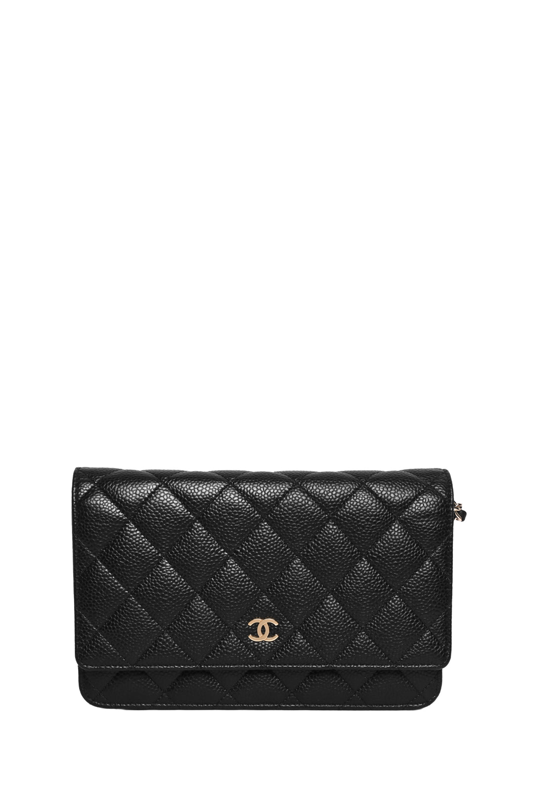 Chanel 2013-2014 Classic Quilted Caviar Leather Wallet On Chain Crossbody