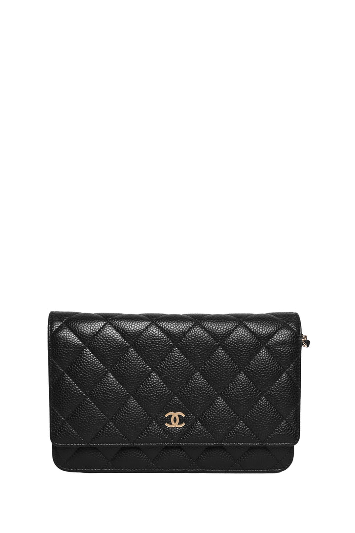 Chanel 2013-2014 Classic Quilted Caviar Leather Wallet On Chain Crossbody