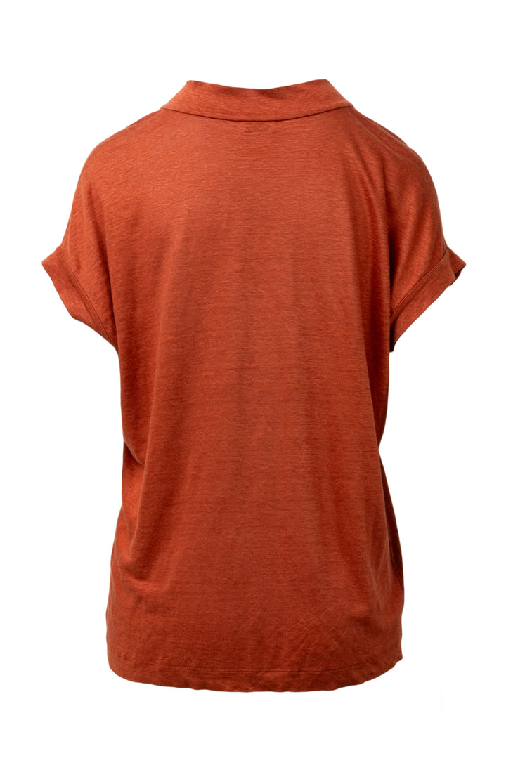Brunello Cucinelli Size M Linen & Silk Monili Trim V Neck Tops