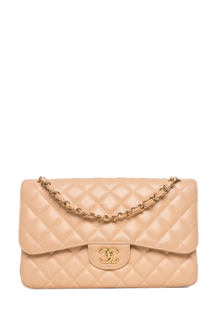 Chanel Jumbo Caviar Leather Double Flap Bag
