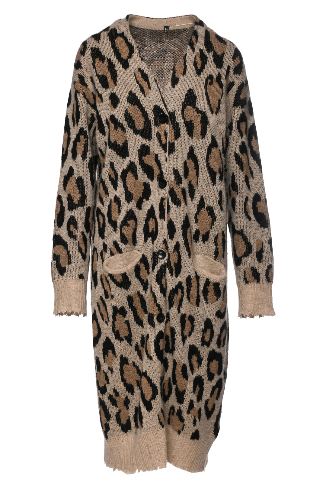 R13 Size M Long Leopard Cashmere Cardigan