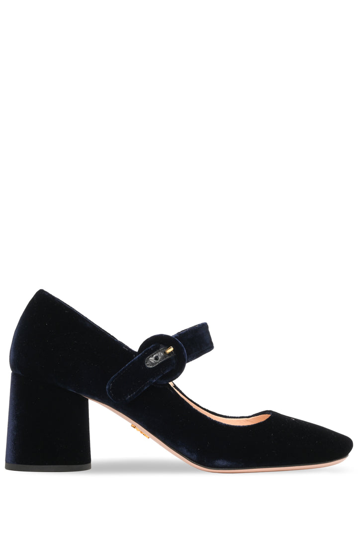 Prada Size 37.5 Velvet Mary Jane Pumps