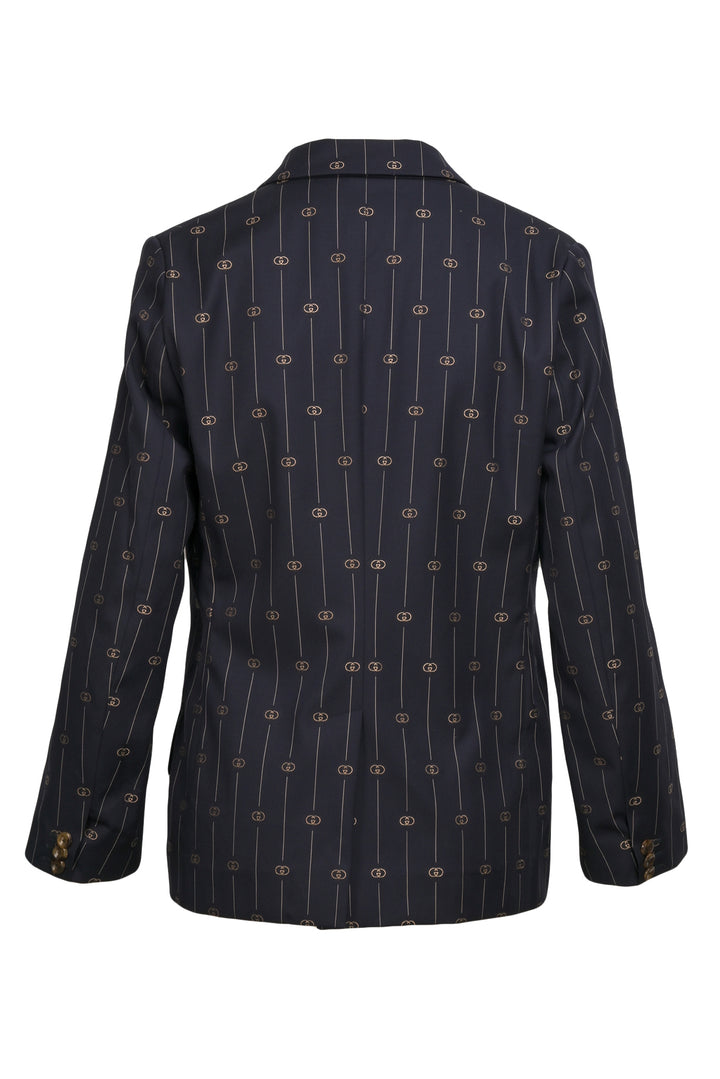Gucci Size 44 Monogram Double Breasted Blazer