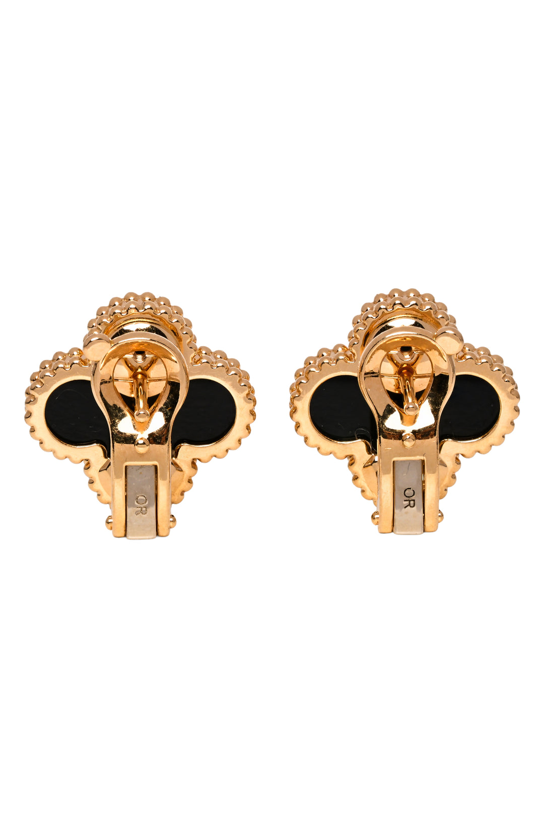 Van Cleef & Arpels 2023 18K Yellow Gold & Black Onyx Vintage Alhambra Earrings