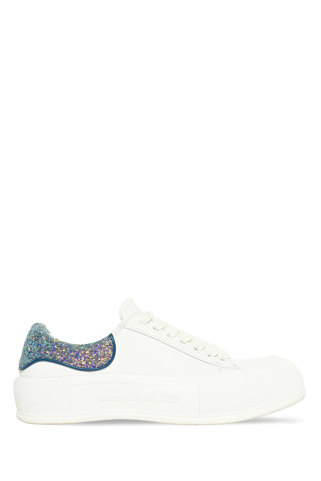Alexander Mcqueen Size 39 Deck Plimsoll Glitter Tab Low Top Sneaker