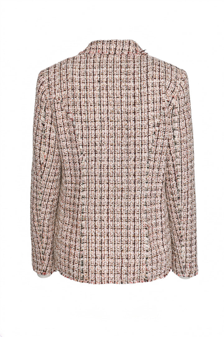 Elie Tahari Size S/M Single Breasted Tweed Raw Edge Blazer