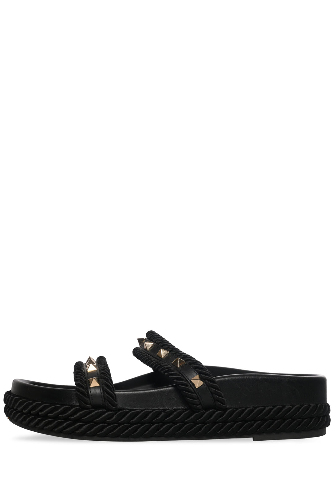 Valentino Size 37 Rockstud Leather Slide Sandals