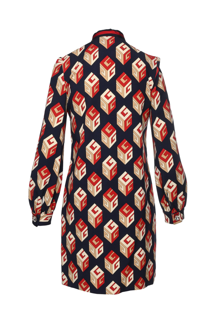Gucci Size M 2017 Logo Pattern Crystal Embellished Mini Dress