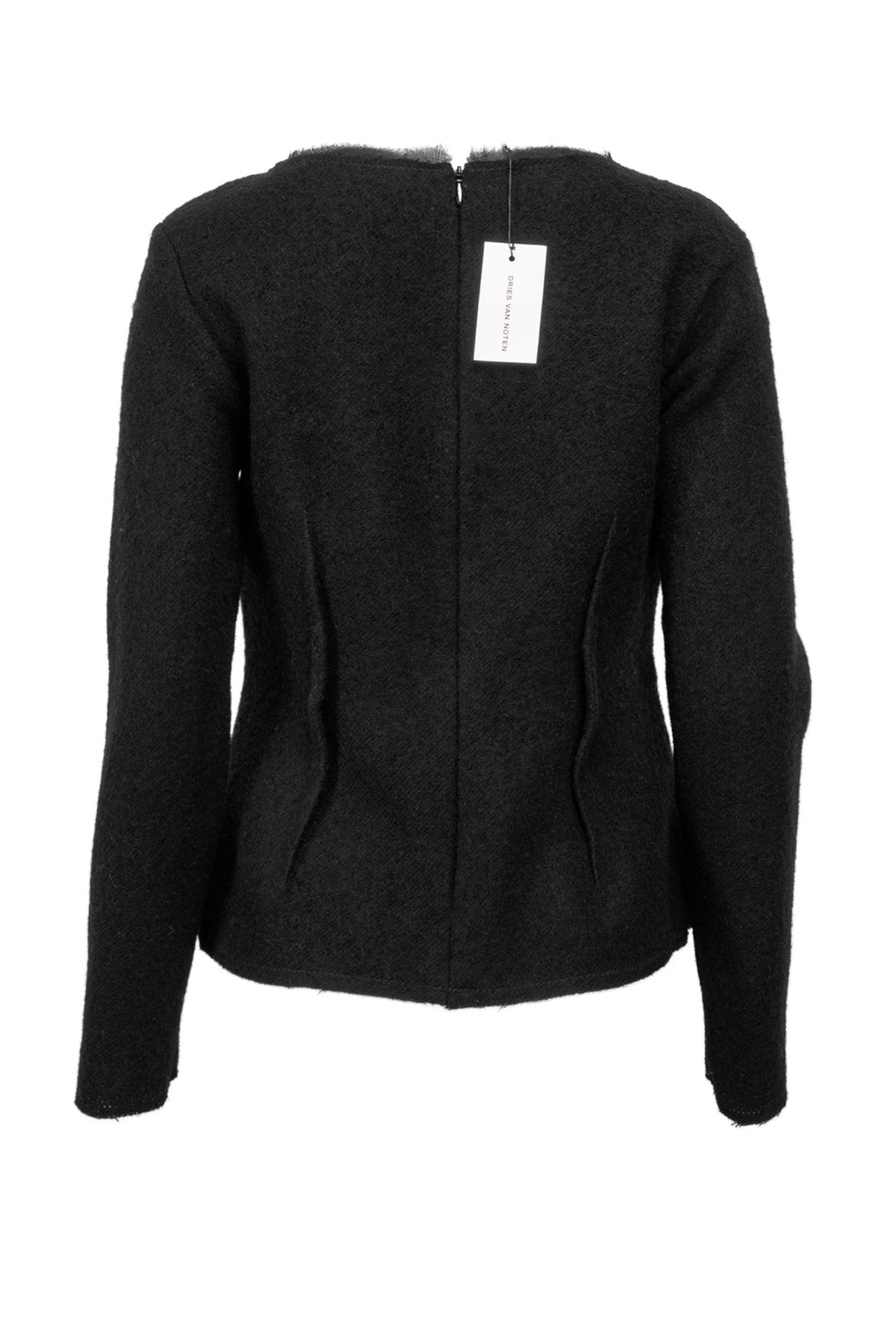 Dries Van Noten Size 38 Woven Ruched Frayed Long Sleeve Tops