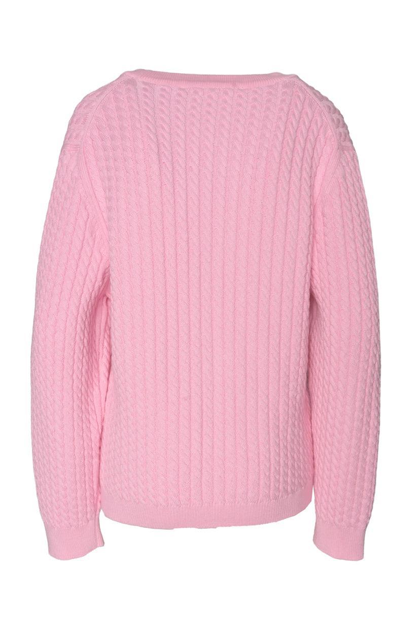 Alessandra Rich Size 46 Cableknit Cotton Cardigan