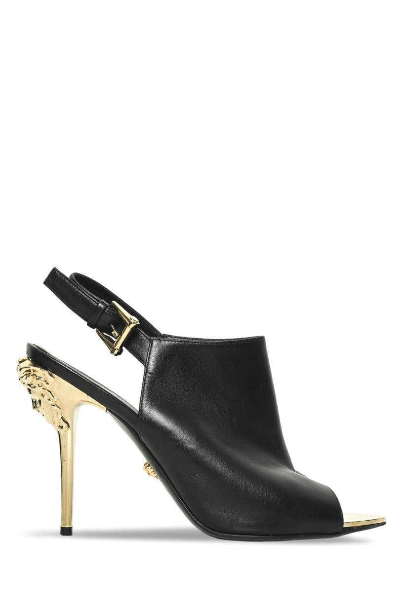 Versace Size 39 Slingback Peep Toe Leather Pumps