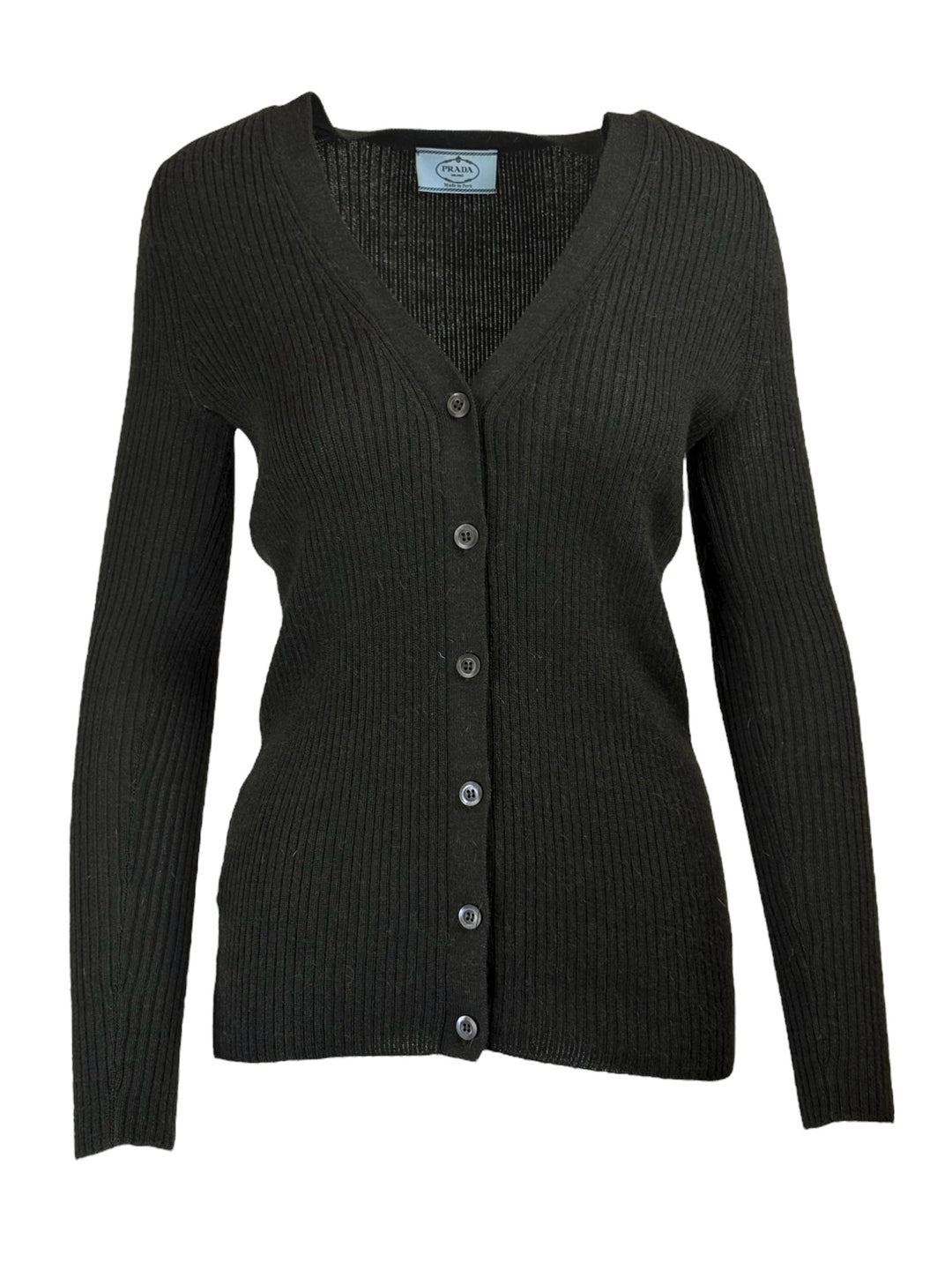 Prada Size 42 2011 Ribbed Alpaca Cardigan