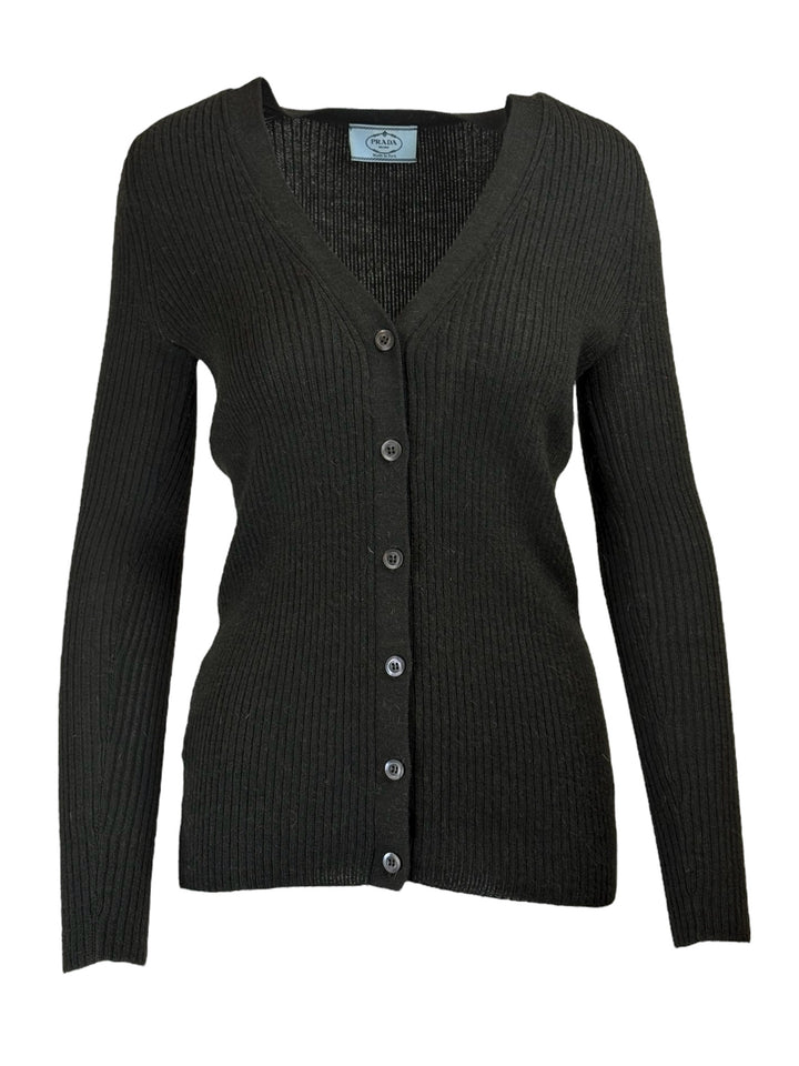 Prada Size 42 2011 Ribbed Alpaca Cardigan