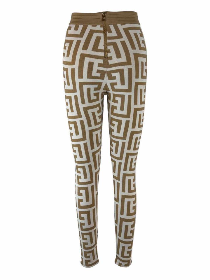 Balmain Size 34 Monogram Knitted Leggings