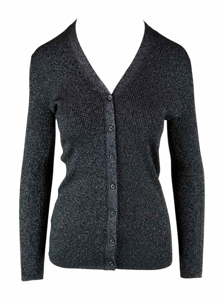 Prada Size 42 2019 Wool & Silk Ribbed Sparkle Cardigan