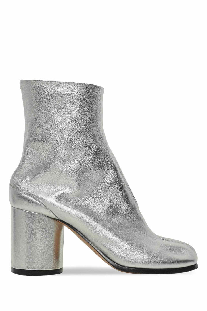 Maison Martin Margiela Size 35 Metallic Silver Leather Tabi Ankle Boots