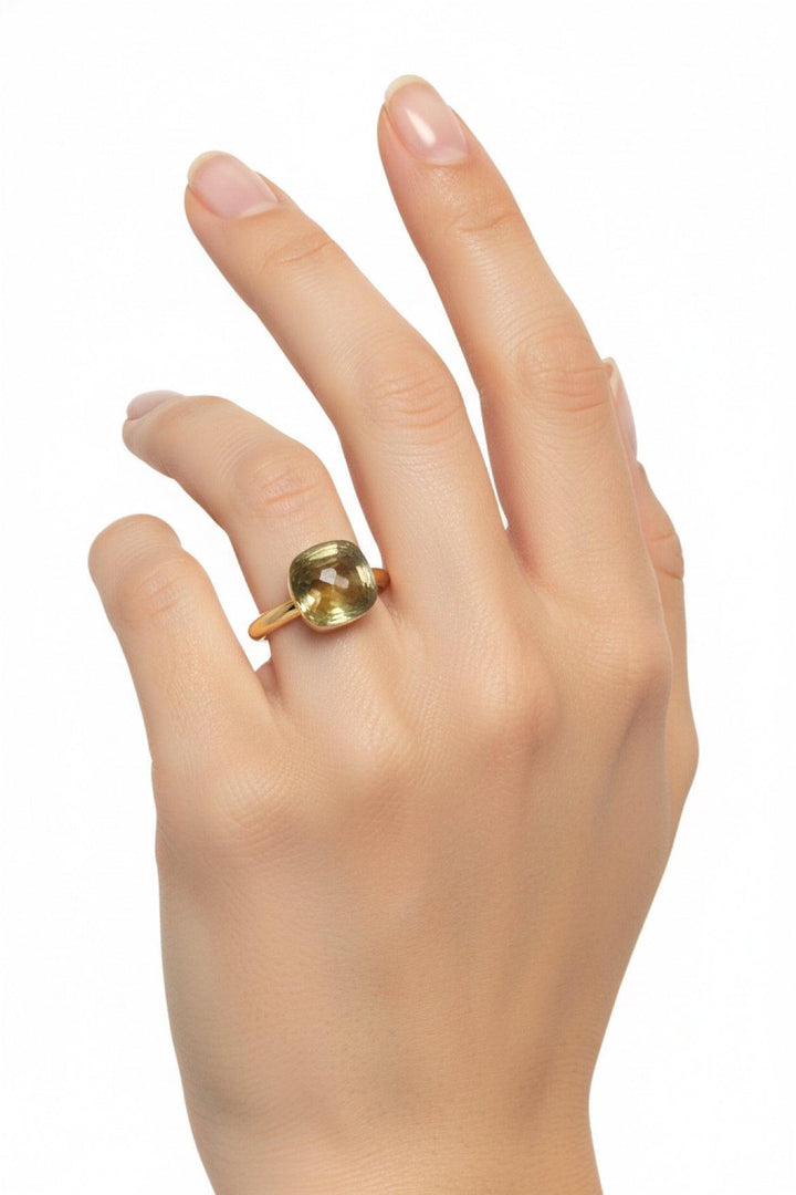 Pomellato Size 7 18K Yellow Gold Nudo Classic Prasiolite Ring