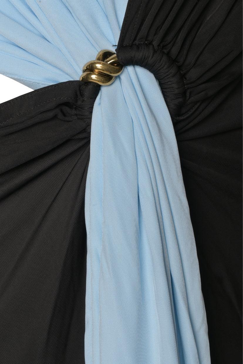 Bottega Veneta Size 46 Twist Front Draped Two Tone Jersey Gown