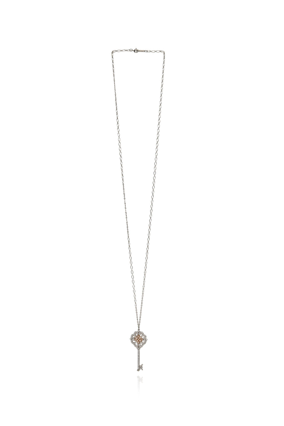 Tiffany & Co Platinum & 18K Rose Gold Diamond Enchant Primrose Key Necklace