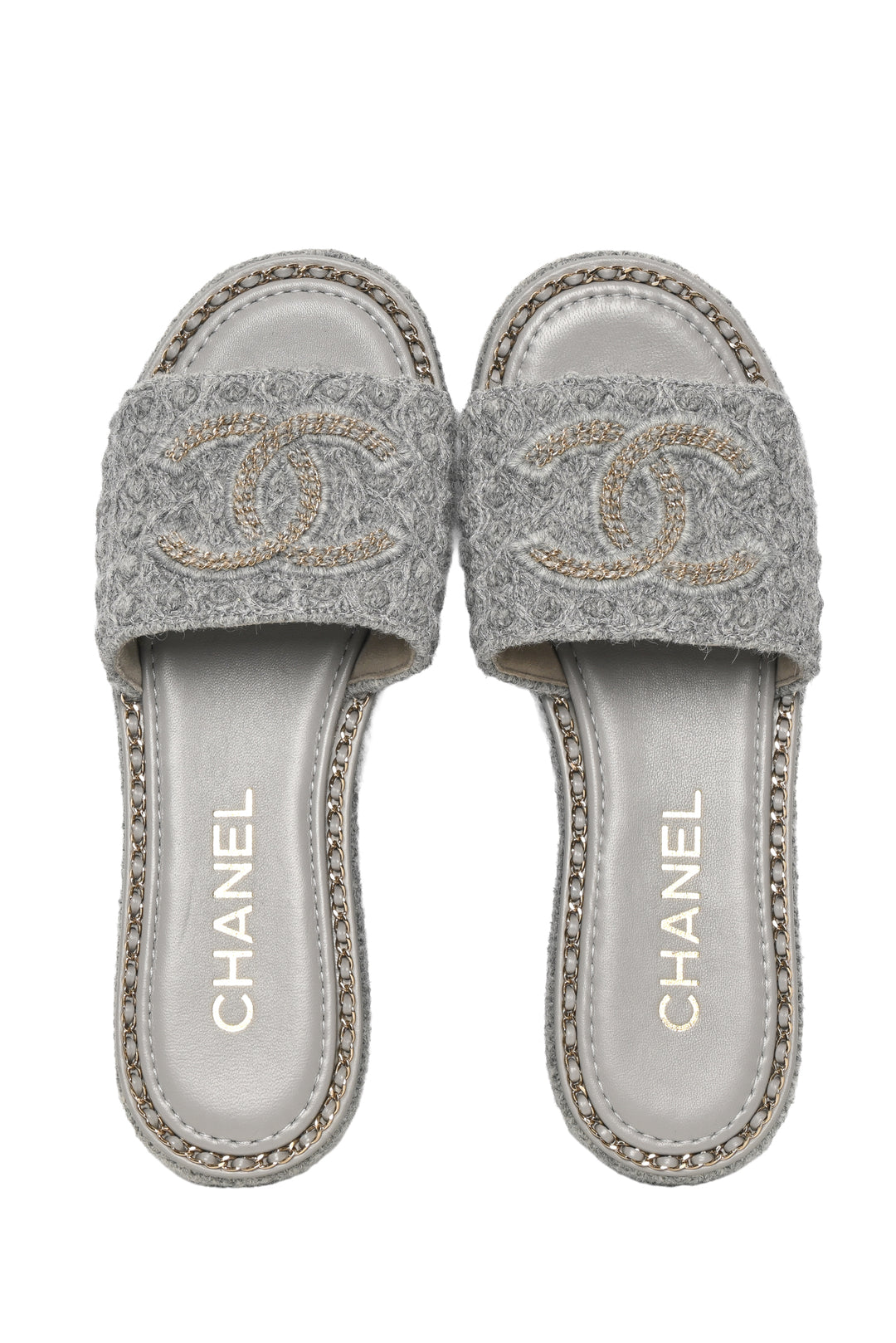 Chanel Size 37 Chain CC Slide Sandals