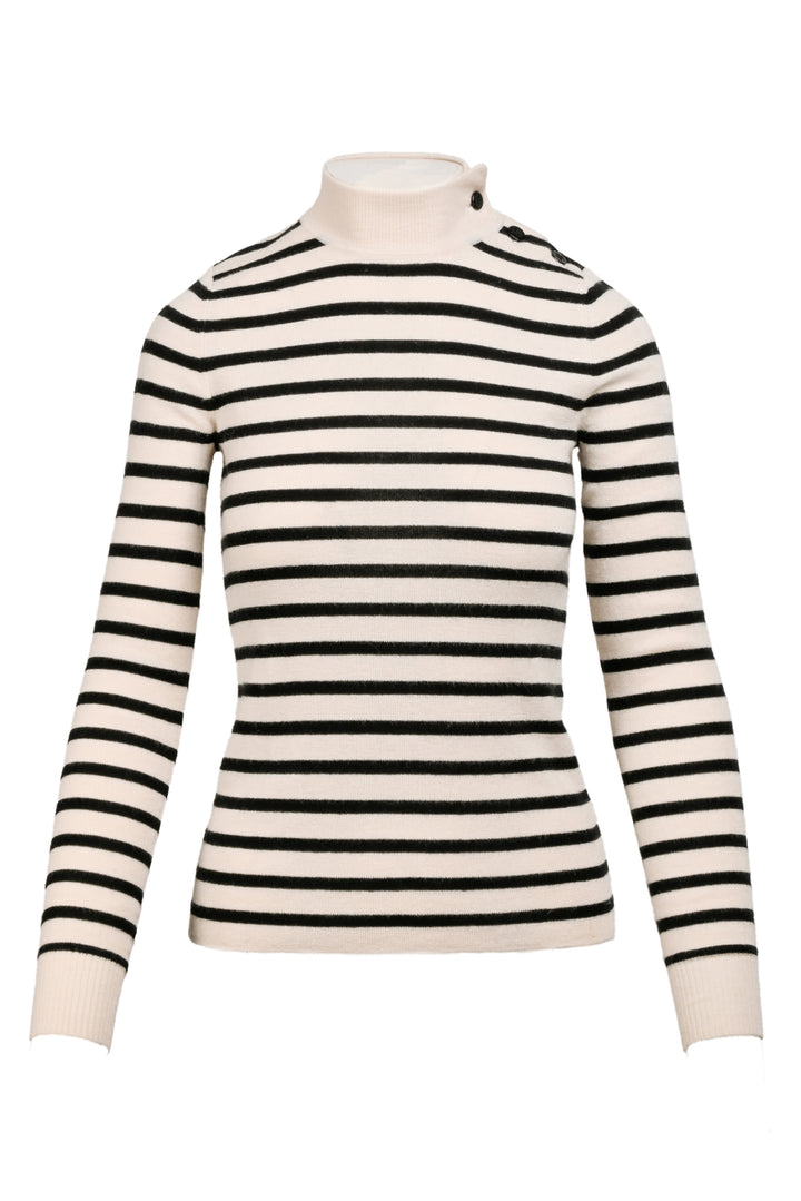 Nili Lotan Size S Striped Mock Neck Sweater