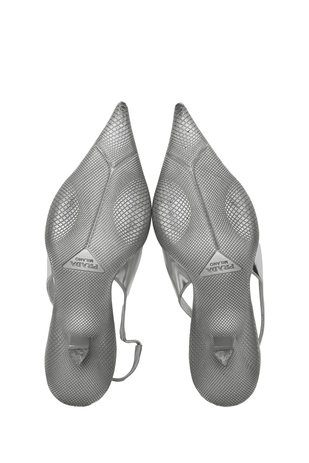 Prada Size 36 Triangle Logo Patent Leather Slingback Pumps
