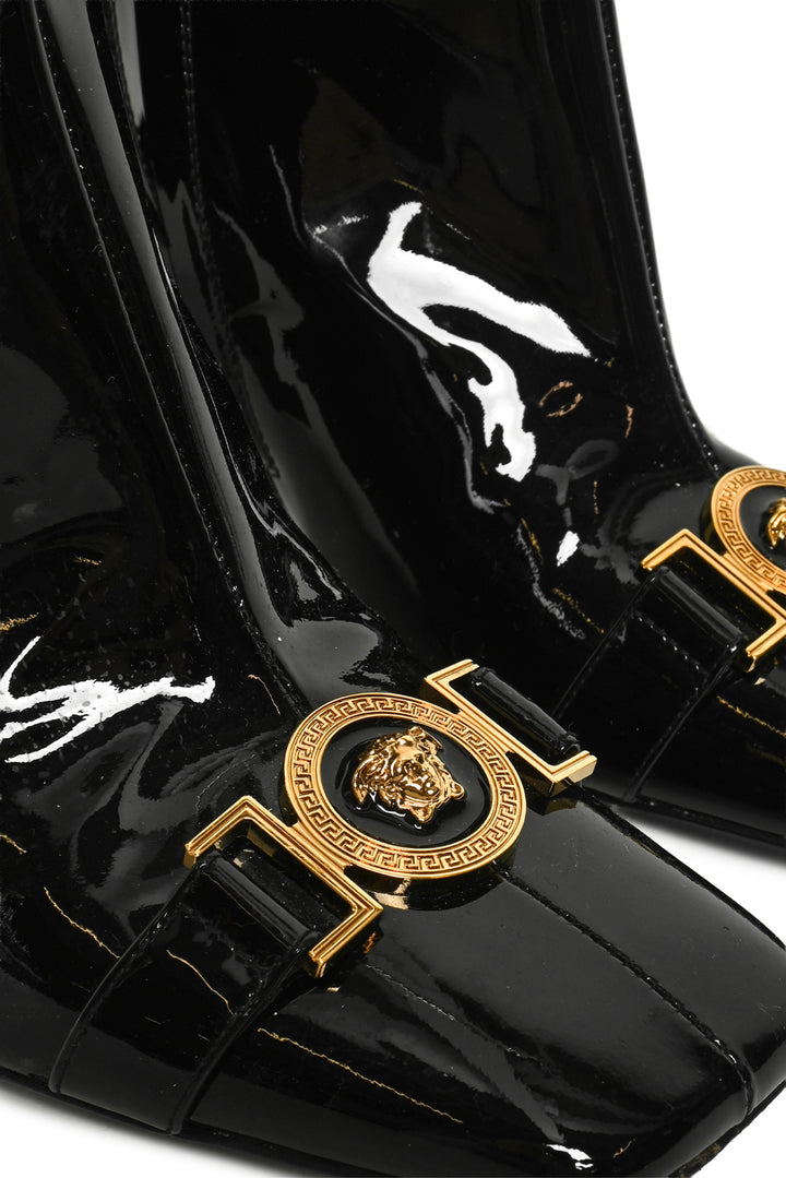 Versace Size 39 Medusa Head Buckle Patent Ankle Boots