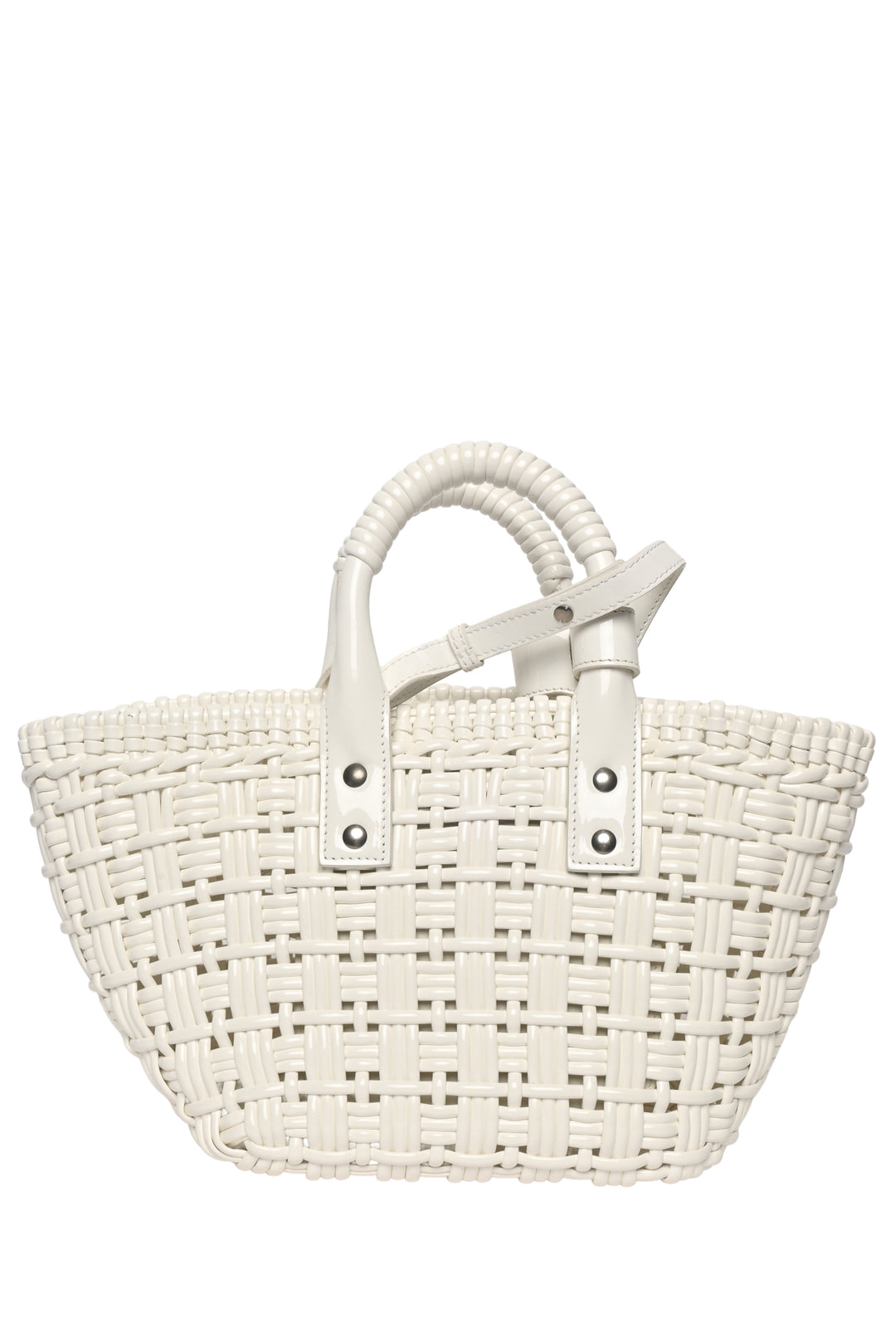Balenciaga Bistro XS Woven Faux Leather Basket Bag Tote