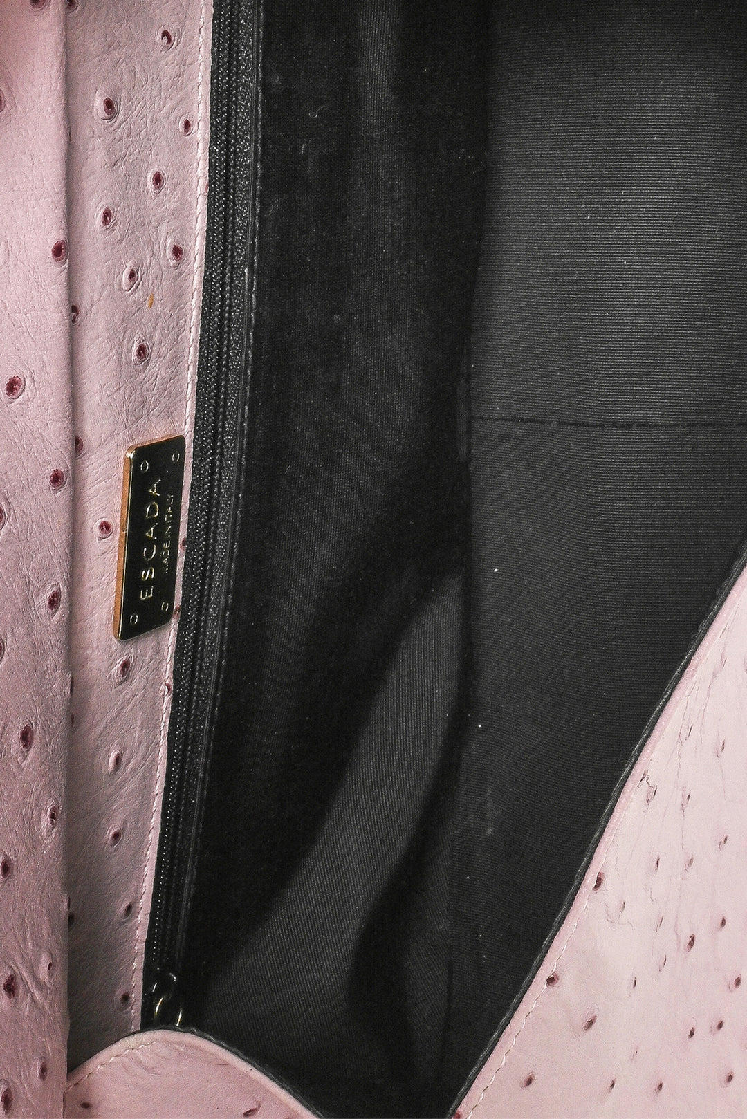 Escada Ostrich Leather Flap Shoulder Bag