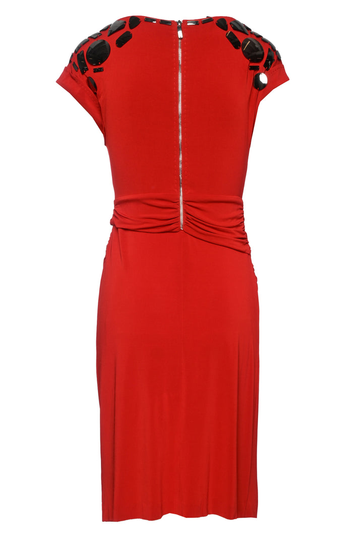Escada Size XS Embellished Shoulder Midi Dress