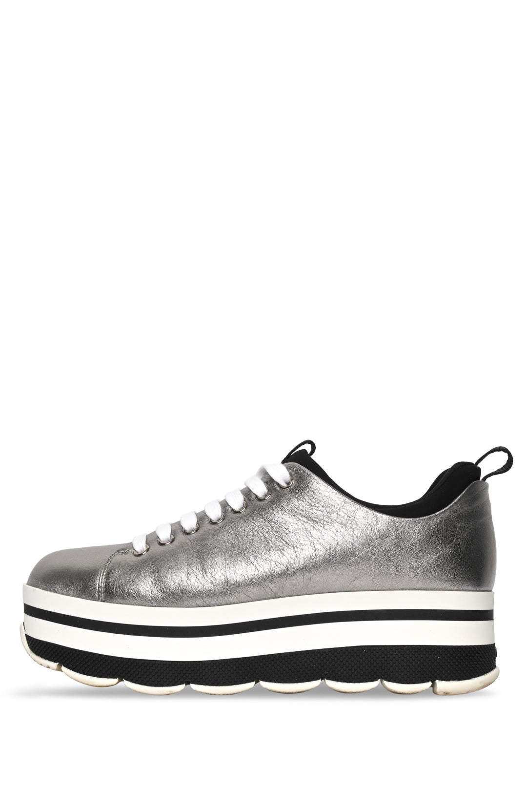 Prada Size 38 Metallic Platform Sneaker